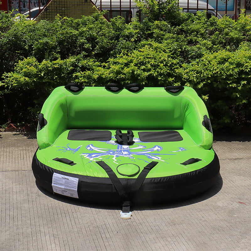 2-Rider Inflatable Towable Booster Tube with Front Tow Point Water Boating Float Tow Raft