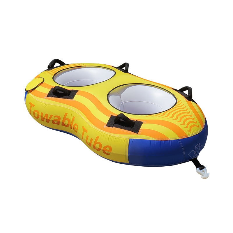 2-Rider Inflatable Towable Booster Tube with Front Tow Point Water Boating Float Tow Raft