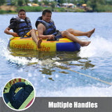 2-Rider Inflatable Towable Booster Tube with Front Tow Point Water Boating Float Tow Raft