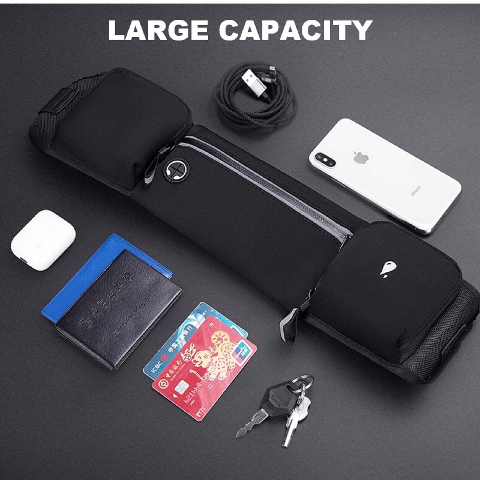Running Belt Waist Bag with Hidden Water Bottle Holder For Men & Women