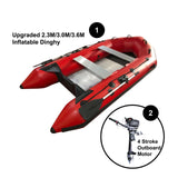 Upgraded Inflatable Assault Boat with Aluminum Alloy Deck + 4 Stroke Outboard Motor 2 in 1 Set