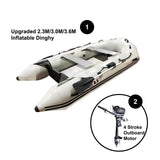 Upgraded Inflatable Assault Boat with Aluminum Alloy Deck + 4 Stroke Outboard Motor 2 in 1 Set