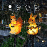 Solar Garden Light Simulation Animal Resin Lamp Outdoor Waterproof Landscape Decorative Solar Lawn Light Ground Insert Lamp Squirrel 3 Pack