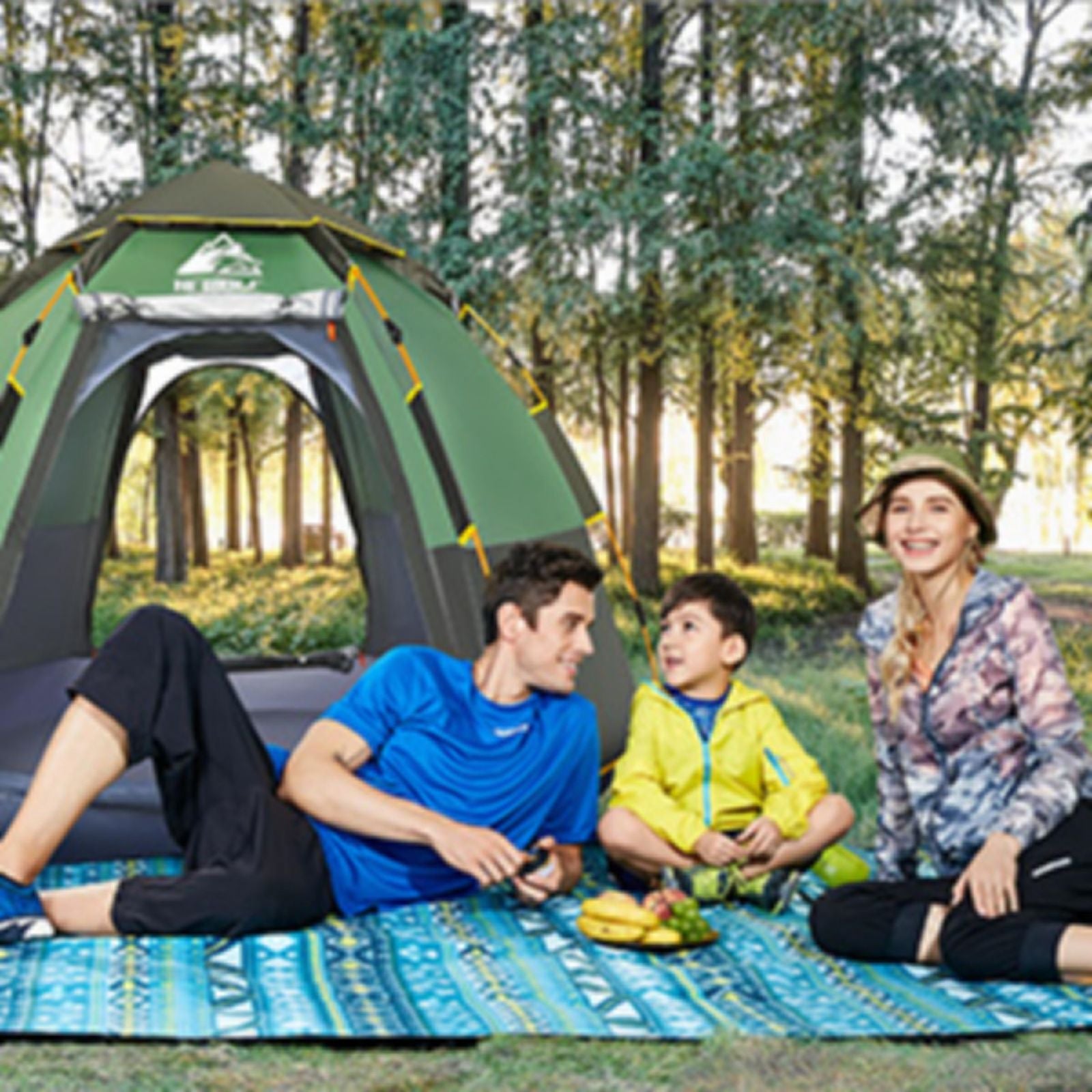 Waterproof Instant Camping Tent 4/5/6 Person Easy Quick Setup Dome Hexagonal Family Tents for Camping, Double Layer Flysheet Can be Used as Beach Shelter