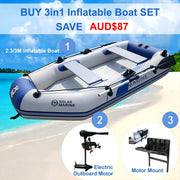 Solar Marine Inflatable Boat + 40LBS/66LBS Electric Trolling Motor + Motor Mount 3in1 Set