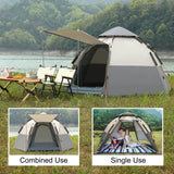 Waterproof Instant Camping Tent 4/5/6 Person Easy Quick Setup Dome Hexagonal Family Tents for Camping, Double Layer Flysheet Can be Used as Beach Shelter