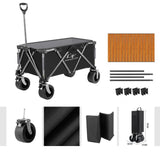 Heavy Duty Folding Cart, Large Capacity Collapsible Wagon with Double Brakes Utility Cart with All Terrain Wheels for Camping, Garden, Beach Day, Picnics, Shopping, Outdoor Use