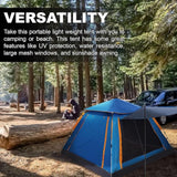 Instant Pop Up Tent for Hiking 2/3/4 Person Camping Tents, Waterproof Windproof Family Tent with Top Rainfly, Easy Set Up, Portable with Carry Bag, with UV Protection