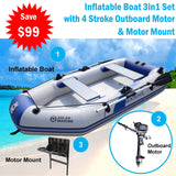 Solar Marine 2.3M/3.0M/3.6M Inflatable Boat + 4 Stroke Outboard Motor + Motor Mount 3in1 Set