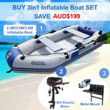 Solar Marine 2.3M/3.0M/3.6M Inflatable Boat + New HANGKAI 4.0HP Electric Motor + Motor Mount 3in1 Set