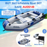 Solar Marine 2.3M/3.0M/3.6M Inflatable Boat + Motor Mount + Boat Sunshade 3in1 Set