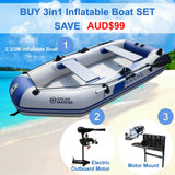 Solar Marine Inflatable Boat + 40LBS/ 66LBS/ 86LBS Electric Trolling Motor + Motor Mount 3in1 Set