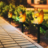 Solar Garden Light Simulation Animal Resin Lamp Outdoor Waterproof Landscape Decorative Solar Lawn Light Ground Insert Lamp Squirrel 3 Pack