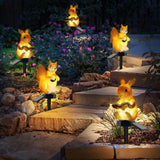 Solar Garden Light Simulation Animal Resin Lamp Outdoor Waterproof Landscape Decorative Solar Lawn Light Ground Insert Lamp Squirrel 3 Pack