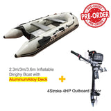 Upgraded Inflatable Assault Boat with Aluminum Alloy Deck + 4 Stroke Outboard Motor 2 in 1 Set (Presale)