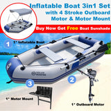 Solar Marine 2.3M/3.0M/3.6M Inflatable Boat + 4 Stroke Outboard Motor + Motor Mount 3in1 Set