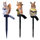 Solar Garden Light Simulation Animal Resin Lamp Outdoor Waterproof Landscape Decorative Solar Lawn Light Ground Insert Lamp Squirrel 3 Pack