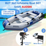 Solar Marine 2.3M/3.0M/3.6M Inflatable Boat + New HANGKAI 4.0HP Electric Motor + Motor Mount 3in1 Set