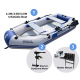 Solar Marine Inflatable Boat + 40LBS/ 66LBS/ 86LBS Electric Trolling Motor + Motor Mount 3in1 Set