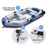 Solar Marine 2.3M/3.0M/3.6M Inflatable Boat + New HANGKAI 4.0HP Electric Motor + Motor Mount 3in1 Set