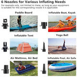 Car Power Wired Digital 12V DC Electric Sup Air Pump Inflator 20PSI Adjustable High Pressure Portable Paddle Board Pump, Inflation Deflation 2 in 1 Paddle board Pump Air Inflator for Paddle Board, Kayaks, Inflatable Tent, Boats, Pool