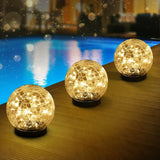 Garden Solar Lights Cracked Glass Ball Outdoor Waterproof-Solar Balls Outdoor Decorations Solar Globe Lights for Pathway Patio Yard Lawn Backyard 3 Pack