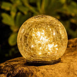 Garden Solar Lights Cracked Glass Ball Outdoor Waterproof-Solar Balls Outdoor Decorations Solar Globe Lights for Pathway Patio Yard Lawn Backyard 3 Pack