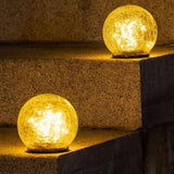 Garden Solar Lights Cracked Glass Ball Outdoor Waterproof-Solar Balls Outdoor Decorations Solar Globe Lights for Pathway Patio Yard Lawn Backyard 3 Pack