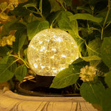 Garden Solar Lights Cracked Glass Ball Outdoor Waterproof-Solar Balls Outdoor Decorations Solar Globe Lights for Pathway Patio Yard Lawn Backyard 3 Pack