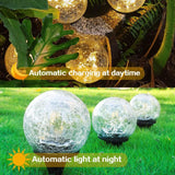 Garden Solar Lights Cracked Glass Ball Outdoor Waterproof-Solar Balls Outdoor Decorations Solar Globe Lights for Pathway Patio Yard Lawn Backyard 3 Pack