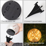 Garden Solar Lights Cracked Glass Ball Outdoor Waterproof-Solar Balls Outdoor Decorations Solar Globe Lights for Pathway Patio Yard Lawn Backyard 3 Pack