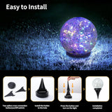 Garden Solar Lights Cracked Glass Ball Outdoor Waterproof-Solar Balls Outdoor Decorations Solar Globe Lights for Pathway Patio Yard Lawn Backyard 3 Pack