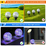 Garden Solar Lights Cracked Glass Ball Outdoor Waterproof-Solar Balls Outdoor Decorations Solar Globe Lights for Pathway Patio Yard Lawn Backyard 3 Pack