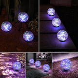 Garden Solar Lights Cracked Glass Ball Outdoor Waterproof-Solar Balls Outdoor Decorations Solar Globe Lights for Pathway Patio Yard Lawn Backyard 3 Pack