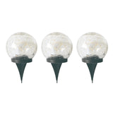 Garden Solar Lights Cracked Glass Ball Outdoor Waterproof-Solar Balls Outdoor Decorations Solar Globe Lights for Pathway Patio Yard Lawn Backyard 3 Pack