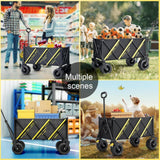 Foldable Wagons Cart, Collapsible Wagon Foldable Wagon, Heavy Duty Garden Cart, Portable Cart with Large All-Terrain for Camping, Garden, Beach, Picnics, Shopping, Outdoor Use