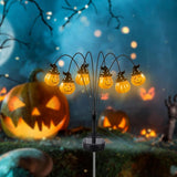 2 Pcs Solar Halloween Garden Lawn Lights Festival Theme Light Up Funny Pumpkin Landscape Lights Waterproof Decorative Outdoor Holiday Party Supplies 3D Pathway Lights for Garden, Lawn, Yard, Patio, Potted Plant