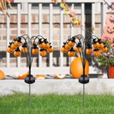 2 Pcs Solar Halloween Garden Lawn Lights Festival Theme Light Up Funny Pumpkin Landscape Lights Waterproof Decorative Outdoor Holiday Party Supplies 3D Pathway Lights for Garden, Lawn, Yard, Patio, Potted Plant