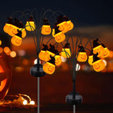 2 Pcs Solar Halloween Garden Lawn Lights Festival Theme Light Up Funny Pumpkin Landscape Lights Waterproof Decorative Outdoor Holiday Party Supplies 3D Pathway Lights for Garden, Lawn, Yard, Patio, Potted Plant