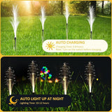 Solar Garden Lights Outdoor Solar Reed Lights Fiber Optic Waterproof LED Lights for Outside, Decoration Stake Lights for Pathway Patio Yard 4 Pack