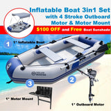 Solar Marine 2.3M/3.0M/3.6M Inflatable Boat + 4 Stroke Outboard Motor + Motor Mount 3in1 Set
