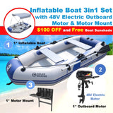 Solar Marine 2.3M/3.0M/3.6M Inflatable Boat + New HANGKAI 4.0HP Electric Motor + Motor Mount 3in1 Set