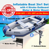 Solar Marine 2.3M/3.0M/3.6M Inflatable Boat + 4 Stroke Outboard Motor + Motor Mount 3in1 Set (Presale)