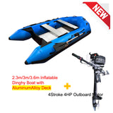 Upgraded Inflatable Assault Boat with Aluminum Alloy Deck + 4 Stroke Outboard Motor 2 in 1 Set