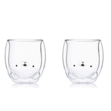 2 PCs Cute Bear Coffee Mugs Glasses Double Wall Insulated Glasses Juice Espresso Coffee Tea Milk Cup Home Glasses Gift