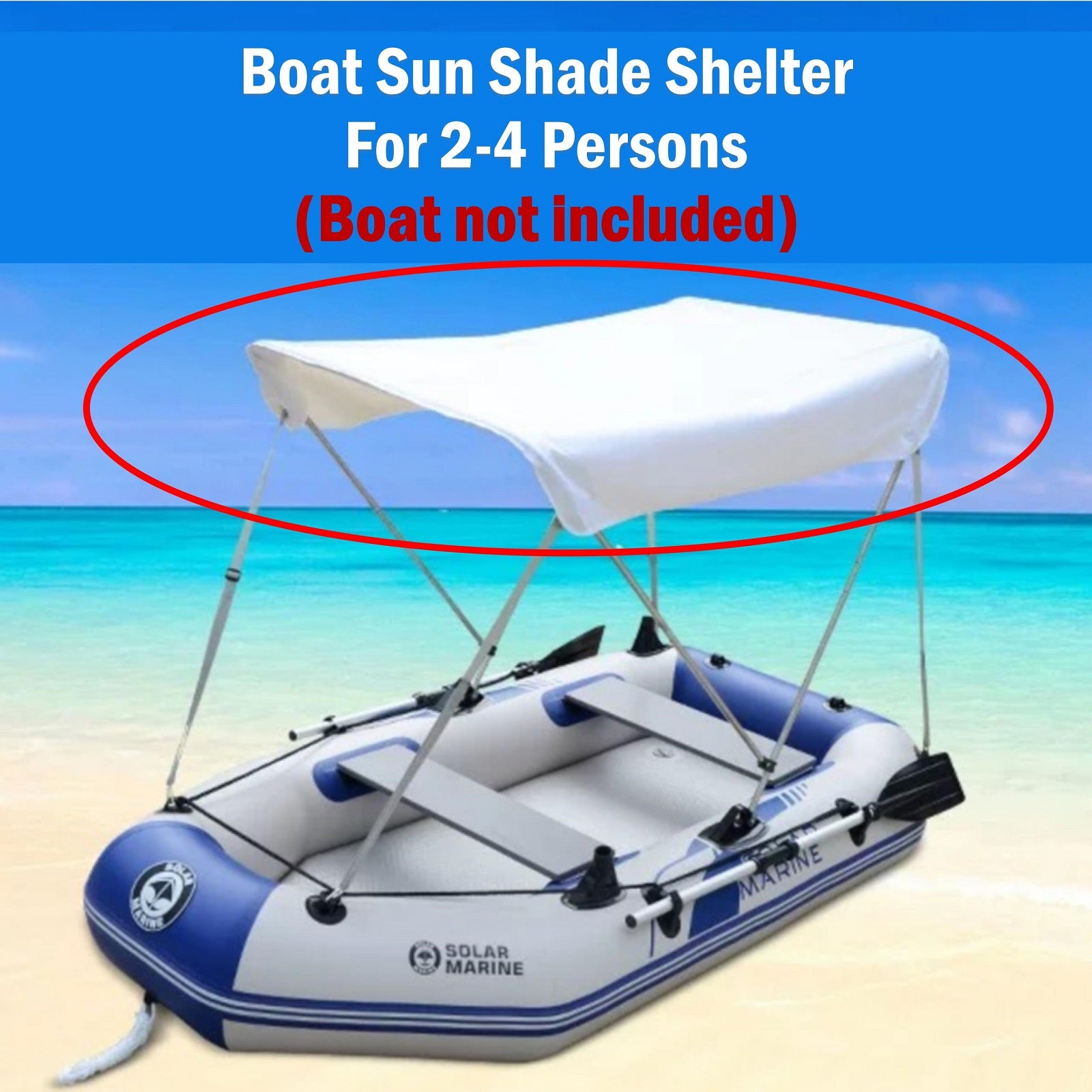Boat Sun Shade Shelter For 2-4 Persons Inflatable Kayak Awning Canopy