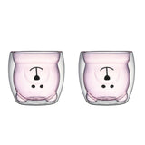 2 PCs Cute Bear Coffee Mugs Glasses Double Wall Insulated Glasses Juice Espresso Coffee Tea Milk Cup Home Glasses Gift