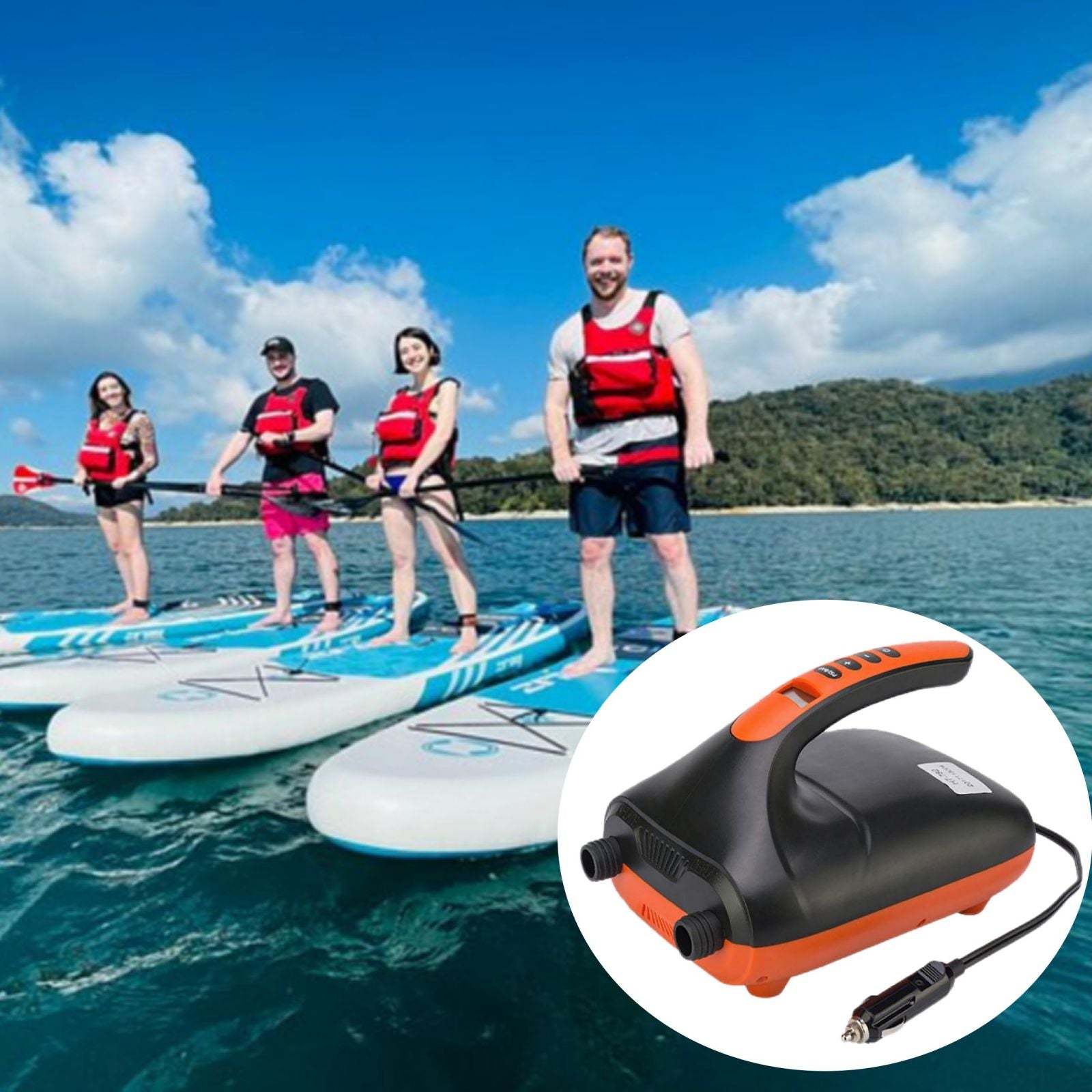 20PSI High Pressure SUP Electric Air Pump Dual Stage Inflation & Deflation Function Paddle Board Pump for Inflatable SUP Boards, Boats, Kayaks
