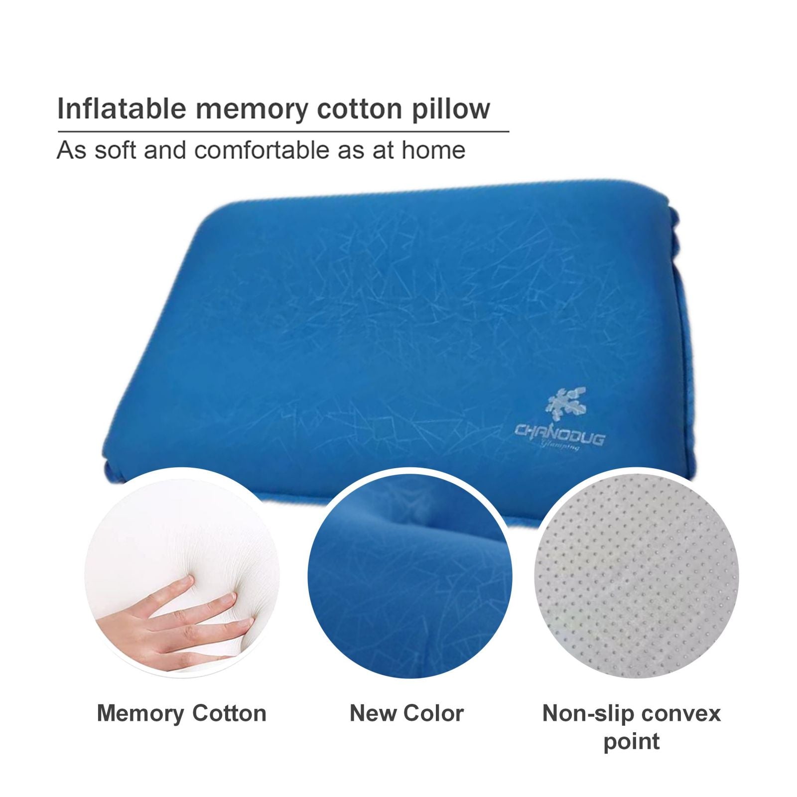 Self Inflating Camping Pillow with Ergonomic 3D Support, Foam Inflatable Travel Pillow