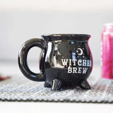 Halloween Coffee Mug Witches Brew Black Cauldron Coffee Mug Cup With Moon & Stars